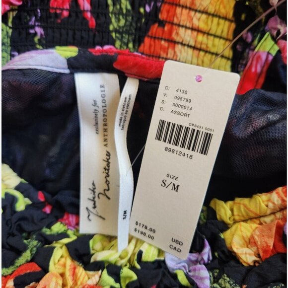 Anthropologie Square-Neck Pebble Smocked Dress Size S/M Floral - Picture 6 of 6